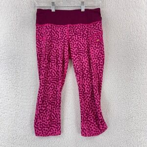 Lululemon Run‎ Top Speed Crop Ace Spot Jewelled Magenta Leggings Womens Size 4